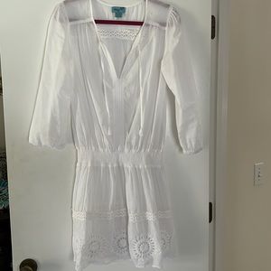 LeTarte Handmade Crochet Sheer Long Sleeve White dress Size Medium
